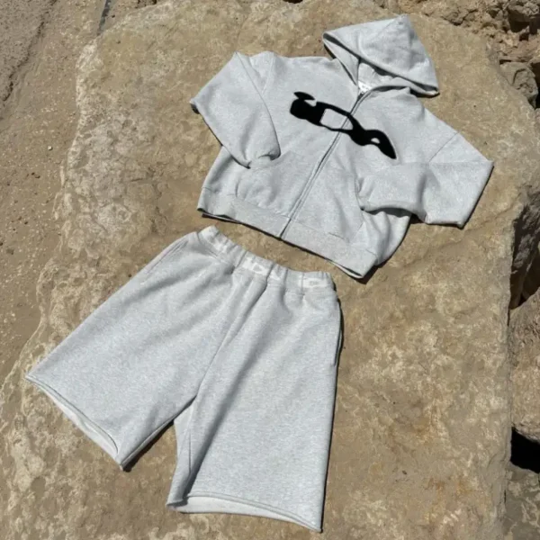 Grey IDA Supply OG Logo Zip-Up Short Set