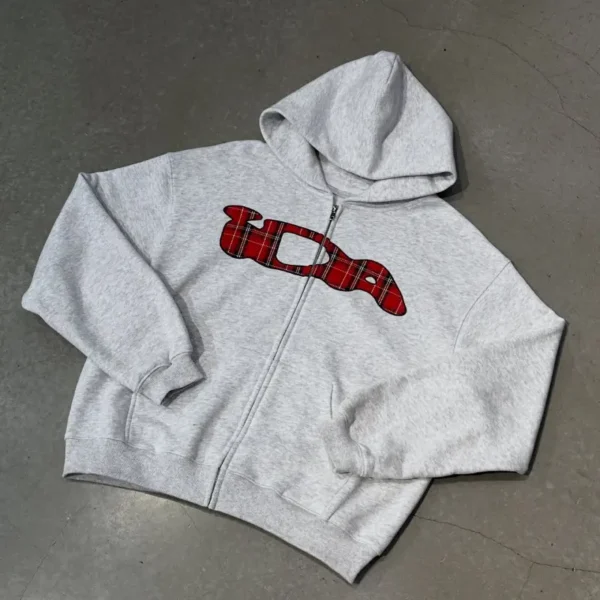 Grey/Red IDA Supply Zip-Up Hoodie