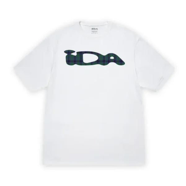 White IDA Supply Green Plaid Classic Logo Tee