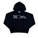 Black IDA Supply Rhinestone Zip-Up Hoodie