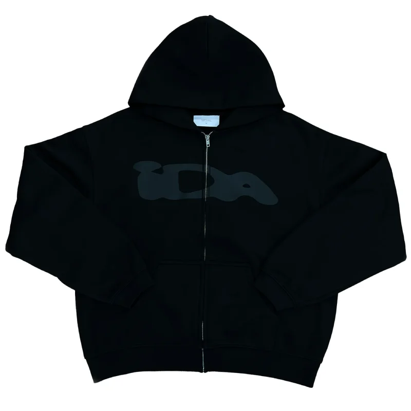 Black on Black IDA Supply Zip-Up Hoodie