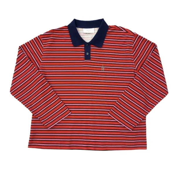Red IDA SPLY Monogram Long Sleeve Polo Tee